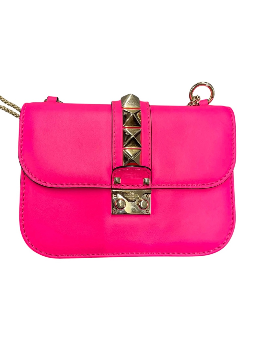 Valentino Garavani Hot Pink Studded Leather Crossbody Bag